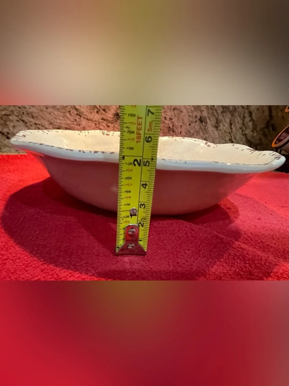 Pier 1  Melamine Serving Bowls with Distressed Brown Rim - Set of 2